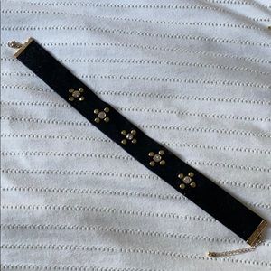 Vintage Black Velvet and Crystal Cross Choker
